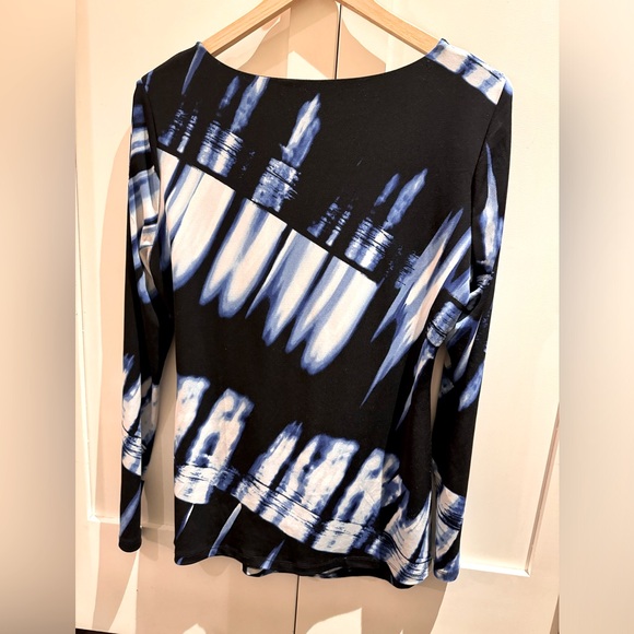 Calvin Klein rayon long sleeve blouse top with silver buckle, size M - Picture 2 of 5